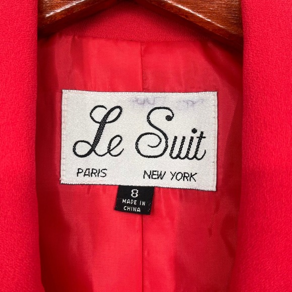 Vintage Y2K Le Suit Women's Blazer Skirt Set Size 8 Red Career Business Office - Picture 3 of 15